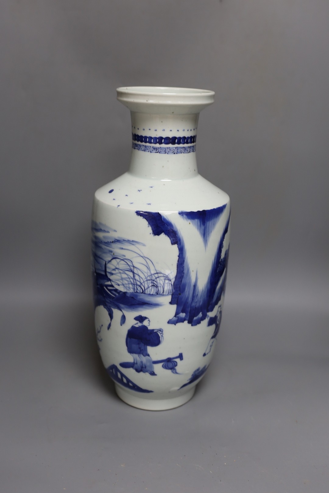 A Chinese blue and white rouleau vase 40cm